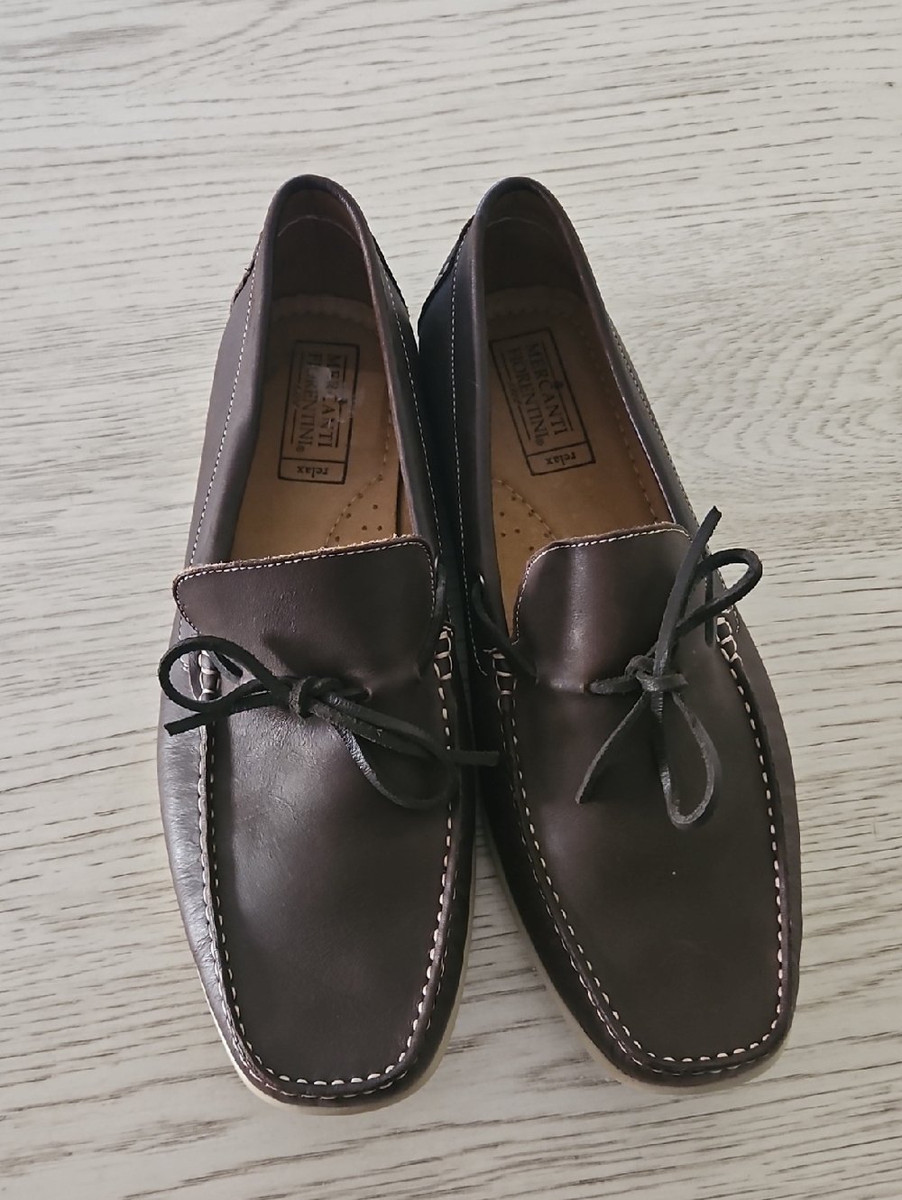 Men's Brown Leather Lace-Top Driving Loafers Sz 13 Like New!!!